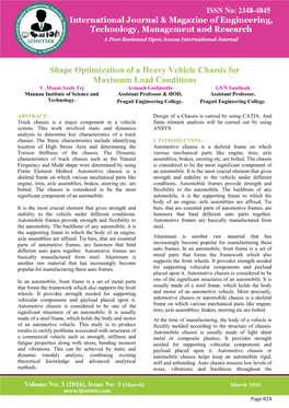 Shape Optimization of a Heavy Vehicle Chassis for Maximum Load Conditions V