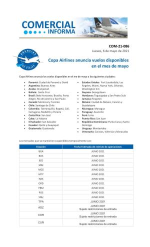 Copa Airlines Anuncia Vuelos Disponibles En El Mes De Mayo