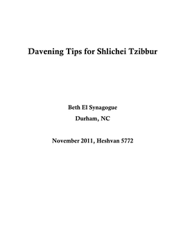 Davening Tips for Shlichei Tzibbur