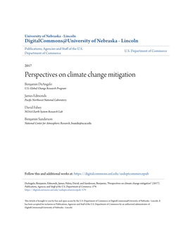 Perspectives on Climate Change Mitigation Benjamin Deangelo U.S