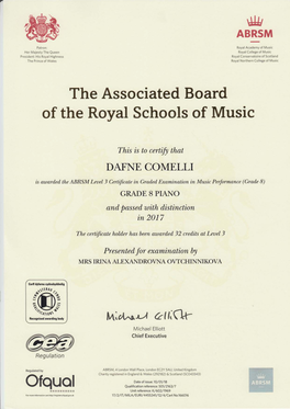 Certificate of Music Practical Exam
