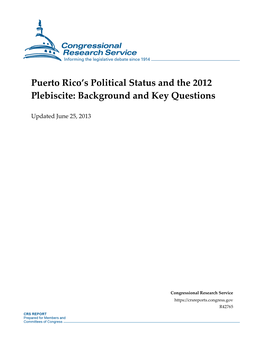 Puerto Rico's Political Status and the 2012 Plebiscite