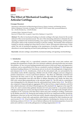 The Effect of Mechanical Loading on Articular Cartilage