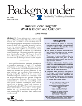 Iran's Nuclear Program: What Is Known and Unknown