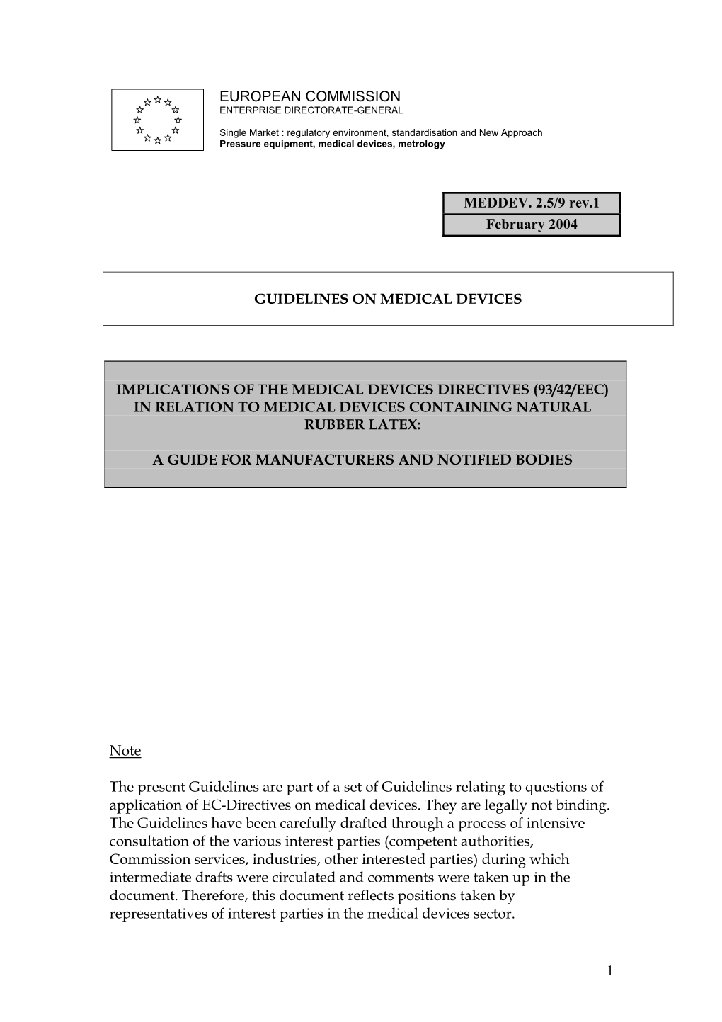 (93/42/Eec) in Relation to Medical Devices Containing Natural Rubber Latex