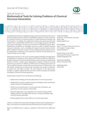 Journal of Chemistry Special Issue on Mathematical Tools for Solving