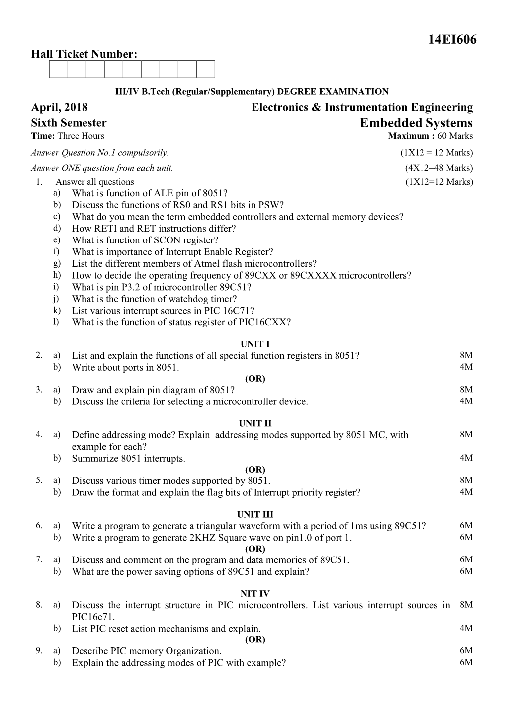 14EI606 Embedded Systems