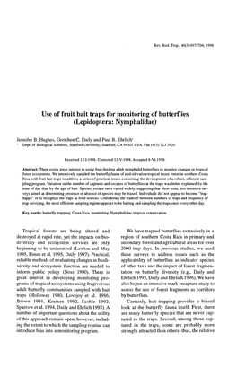Use of Fruit Bait Traps for Monitoring of Butterflies (Lepidoptera: Nymphalidae)
