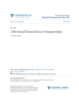 25Th Annual National Soccer Championships Cedarville College