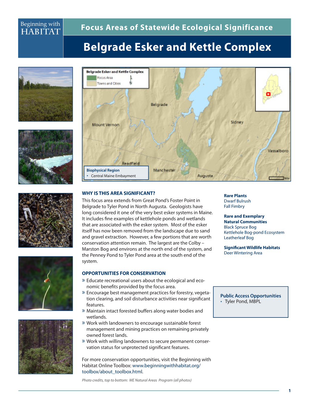 Belgrade Esker and Kettle Complex Beginning with Focus Areas of Statewide Ecological Significance Habitat Belgrade Esker and Kettle Complex