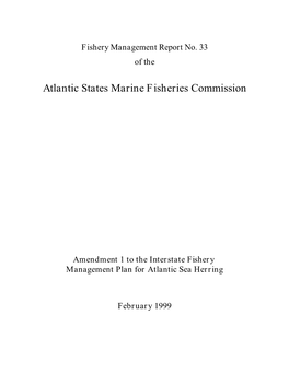 Amendment 1 to the Interstate Fishery Management Plan for Atlantic Sea Herring