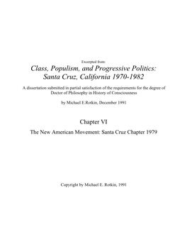 The New American Movement: Santa Cruz Chapter 1979