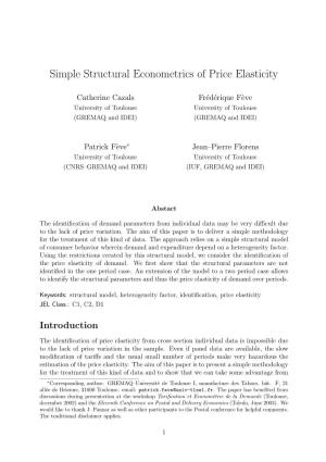 Simple Structural Econometrics of Price Elasticity