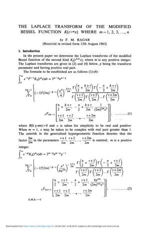 The Laplace Transform of the Modified Bessel Function K( T± M X) Where