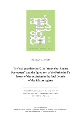 “Simple but Honest Portuguese” and the “Good Son of the Fatherland”: Letters of Denunciation in the Final Decade of the Salazar Regime