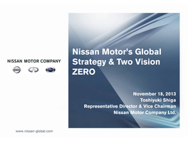 Nissan Motor's Global Strategy & Two Vision ZERO