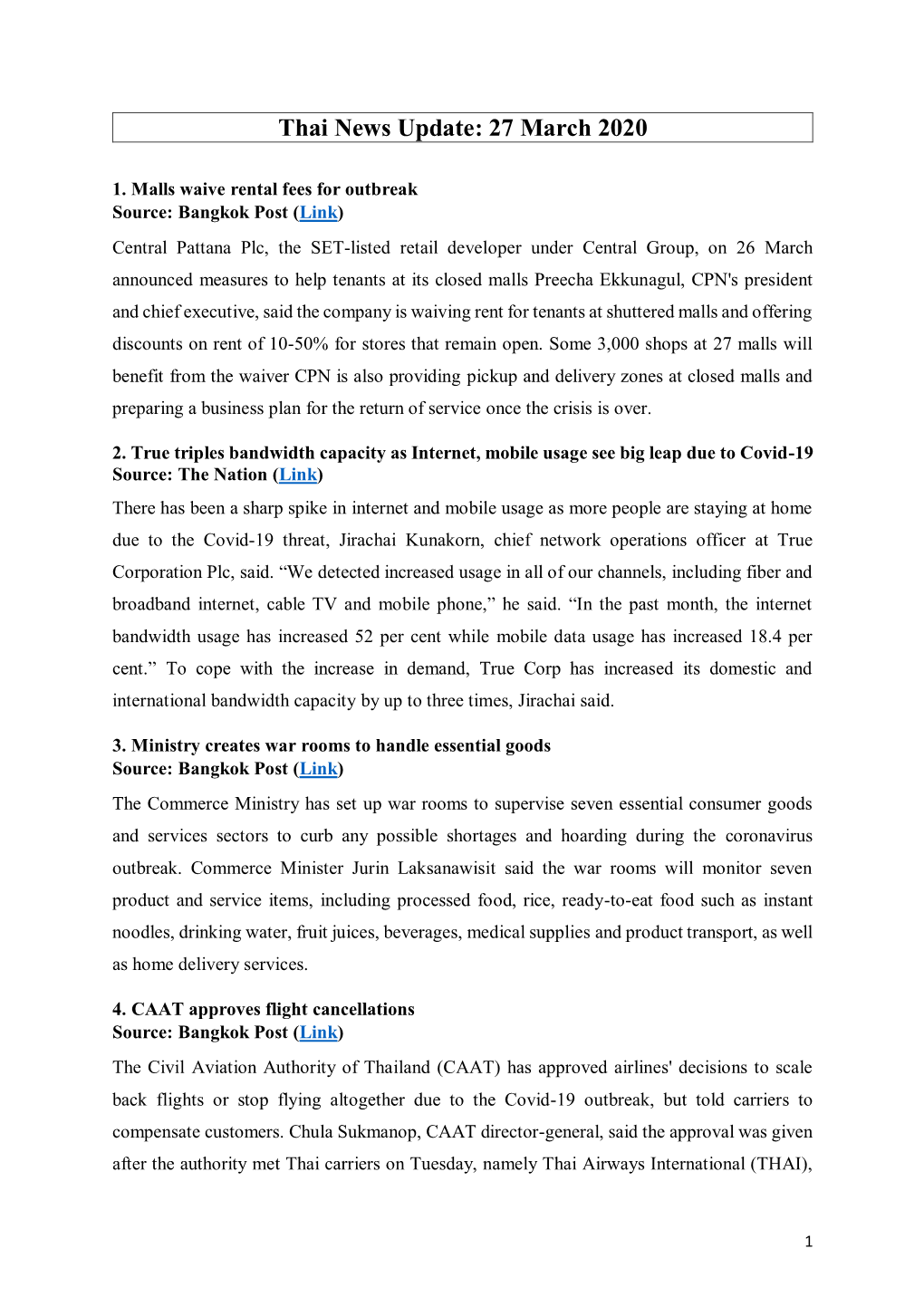 Thai News Update: 27 March 2020