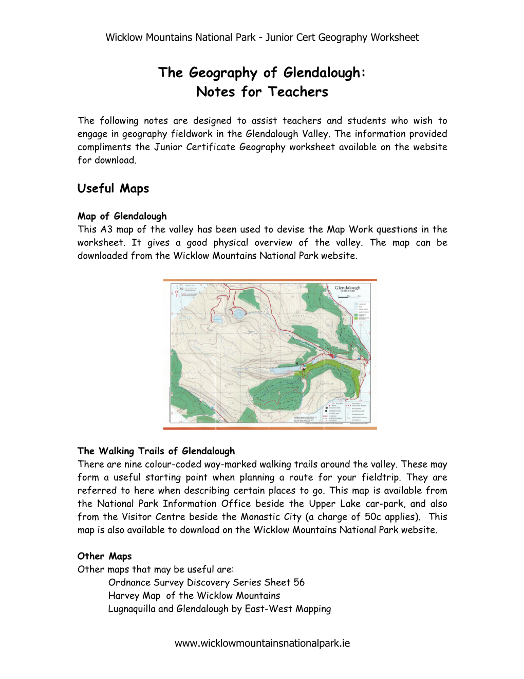 The Geography of Glendalough: Notes for Teachers