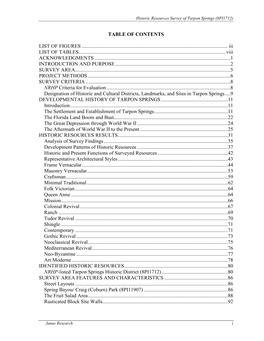 Historic Resources Survey of Tarpon Springs (8PI1712) Janus Research I