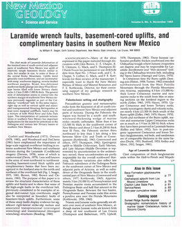 Laramide Wrench Faults, Basement-Cored Uplifts, and Complementary Basins in Southern New Mexico