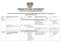Bishop Stuart University Office of the Academic Registrar