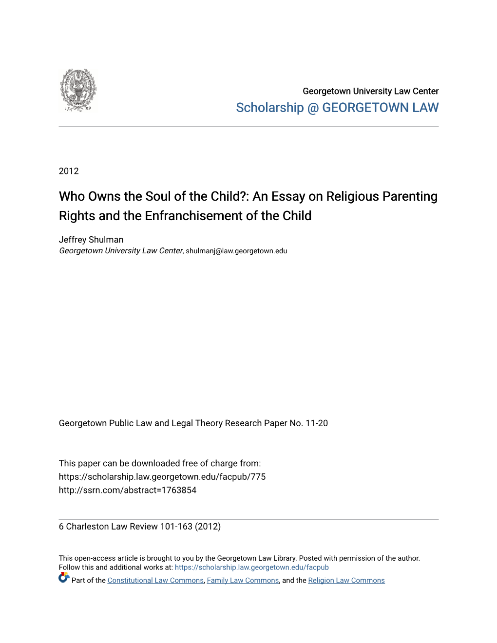 An Essay on Religious Parenting Rights and the Enfranchisement of the Child