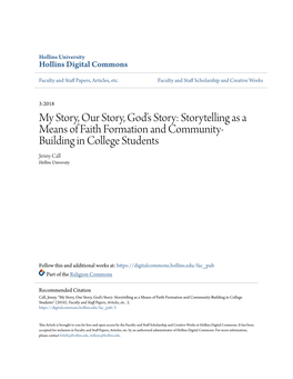 Storytelling As a Means of Faith Formation and Community-Building in College Students" (2018)