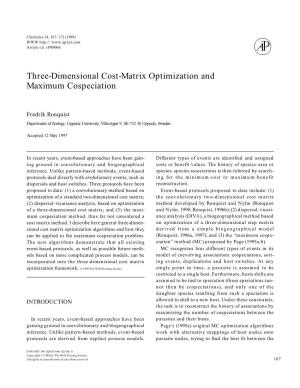 Three-Dimensional Cost-Matrix Optimization and Maximum Cospeciation