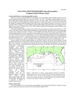 ATLANTIC SPOTTED DOLPHIN (Stenella Frontalis): Northern Gulf of Mexico Stock