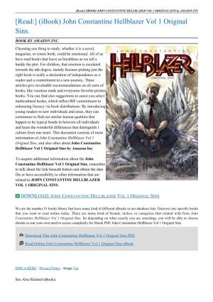 JOHN CONSTANTINE HELLBLAZER VOL 1 ORIGINAL SINS by AMAZON INC [Read:] (Ibook) John Constantine Hellblazer Vol 1 Original Sins