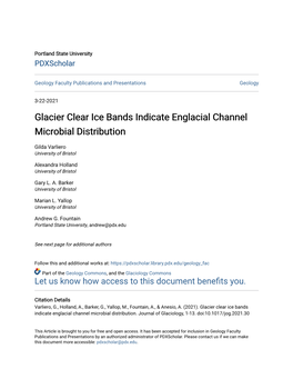 Glacier Clear Ice Bands Indicate Englacial Channel Microbial Distribution