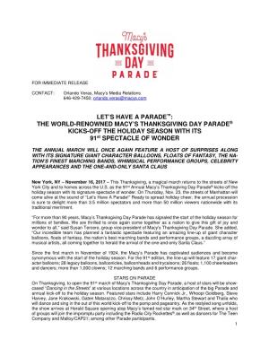 The World-Renowned Macy's Thanksgiving Day Parade