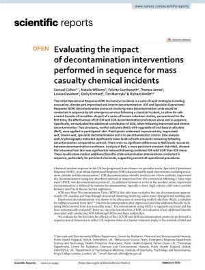 Evaluating the Impact of Decontamination Interventions Performed in Sequence for Mass Casualty Chemical Incidents