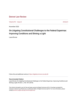 On Litigating Constitutional Challenges to the Federal Supermax: Improving Conditions and Shining a Light