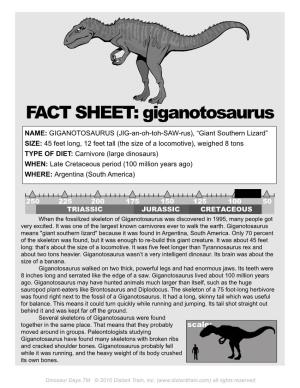 FACT SHEET: Giganotosaurus