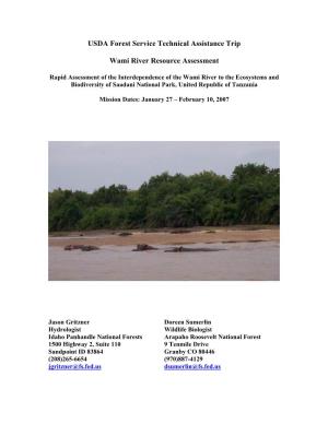 USDA Forest Service Technical Assistance Trip Wami River Resource Assessment