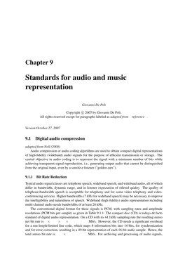 Standards for Audio and Music Representation