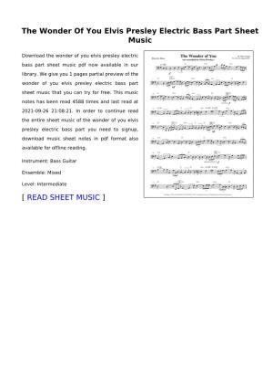 The Wonder of You Elvis Presley Electric Bass Part Sheet Music