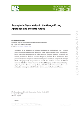 Asymptotic Symmetries in the Gauge Fixing Approach and the BMS Group