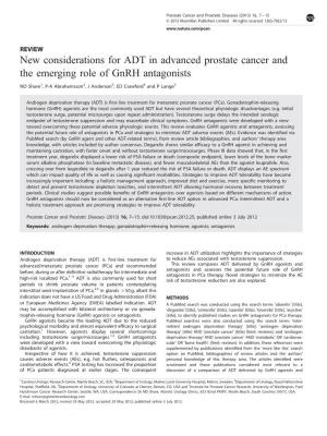 New Considerations for ADT in Advanced Prostate Cancer and the Emerging Role of Gnrh Antagonists