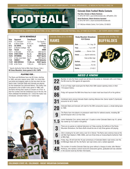 Colorado State Vs. Colorado - Rocky Mountain Showdown Previewing the Showdown