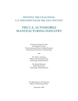 The U.S. Automobile Manufacturing Industry