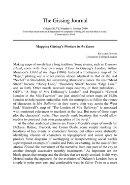 Mapping Gissing's Workers in the Dawn