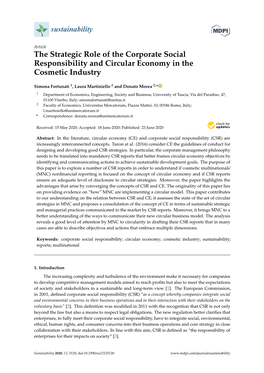 The Strategic Role of the Corporate Social Responsibility and Circular Economy in the Cosmetic Industry