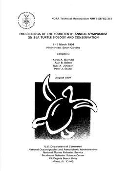 Proceedings of the Fourteenth Annual Symposium on Sea Turtle Biology and Conservation