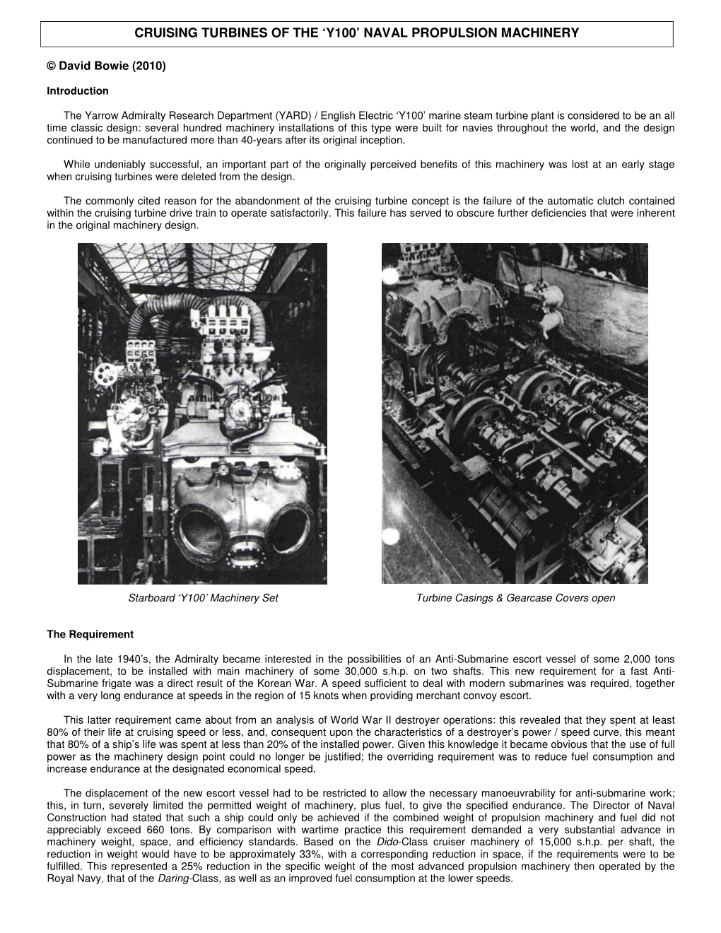 'Y100' Naval Propulsion Machinery