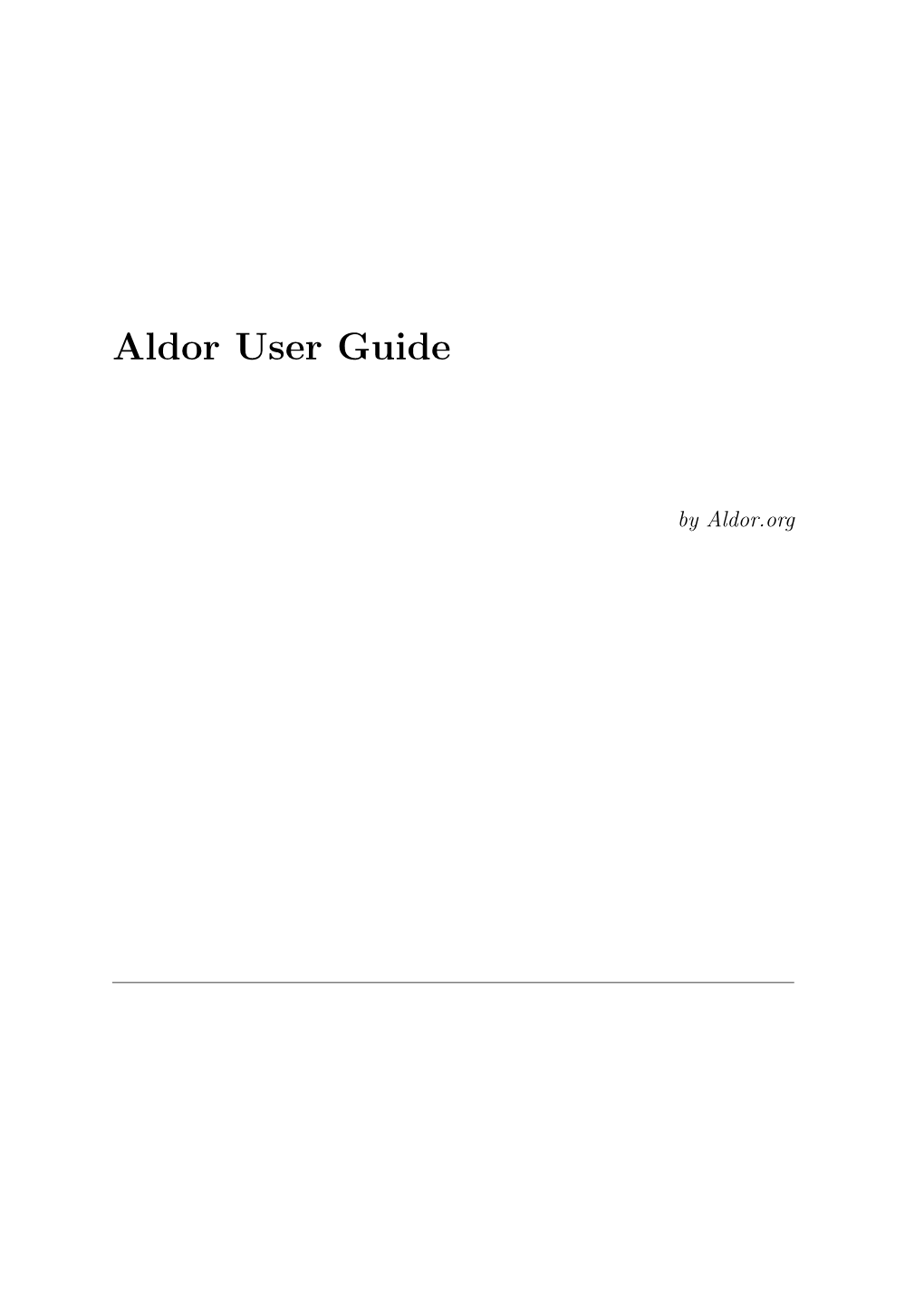 Aldor User Guide