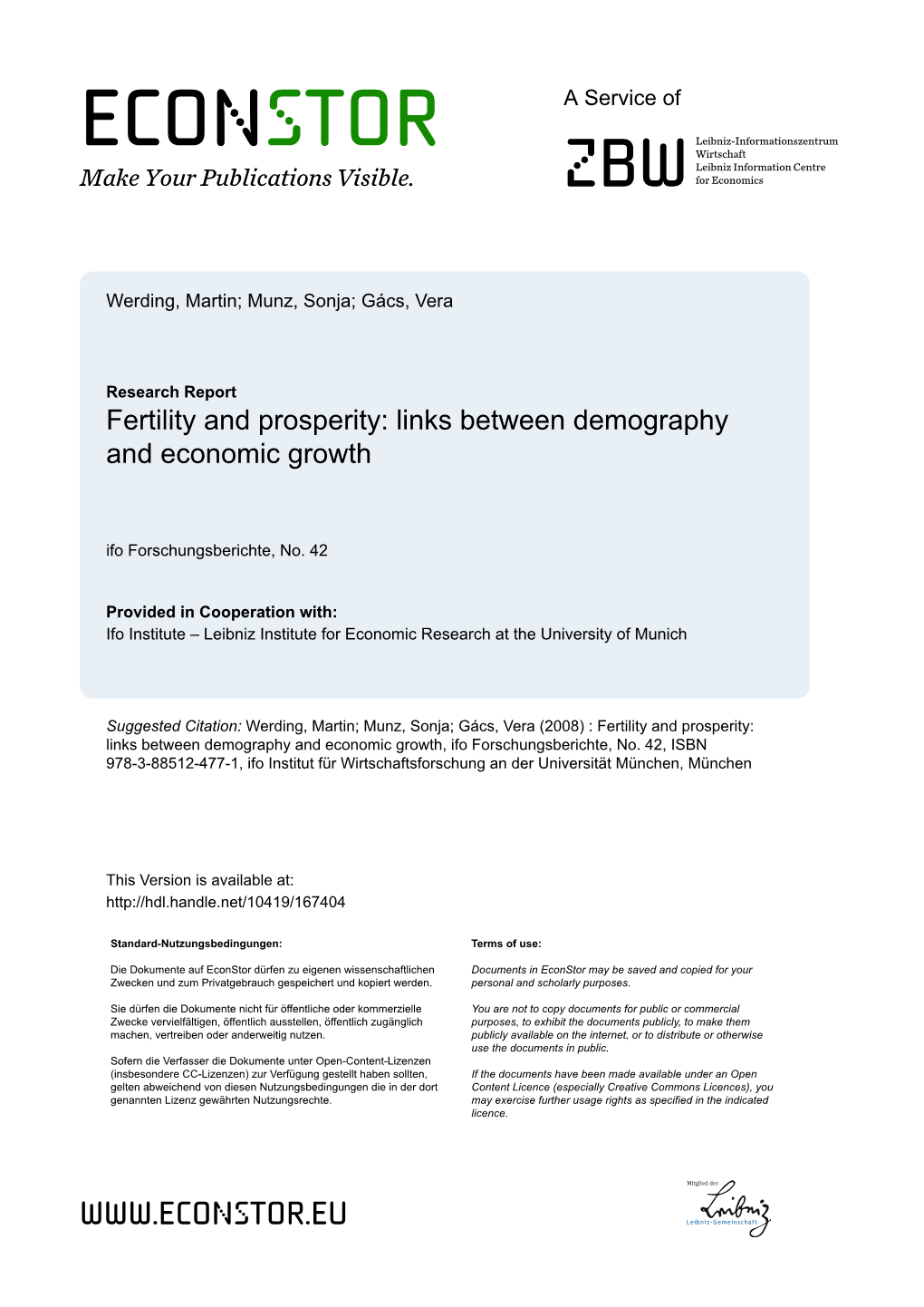 Fertility and Prosperity: Links Between Demography and Economic Growth