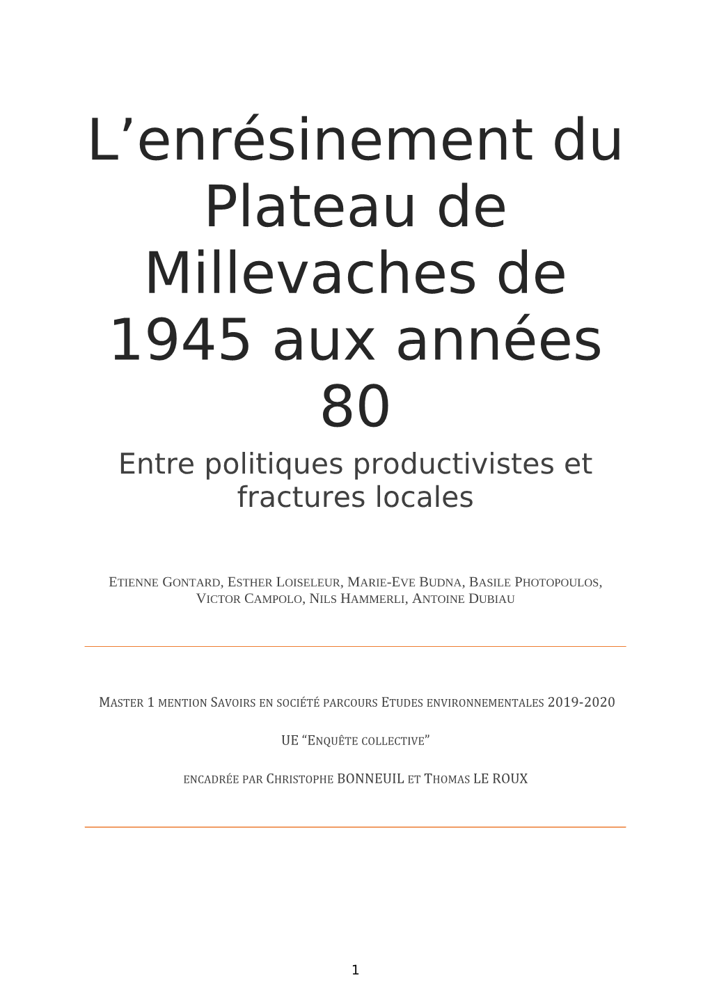 L'enrésinement Du Plateau De Millevaches De 1945 Aux Années 80