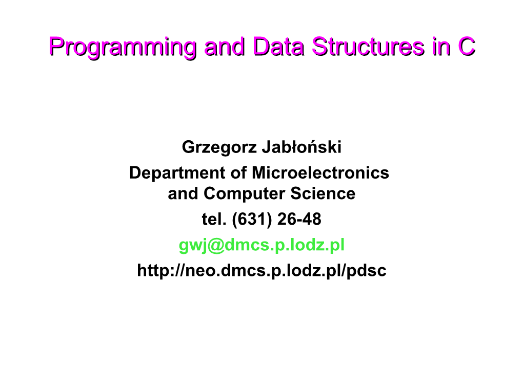 Programming and Data Structures in C